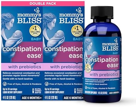 Mommy's Bliss Constipation Ease with Prebiotics, Promotes Bowel Movements, Gentle & Safe, No Harsh Laxatives, Age 6 Months+, 4 Fl Oz (Pack of 2)