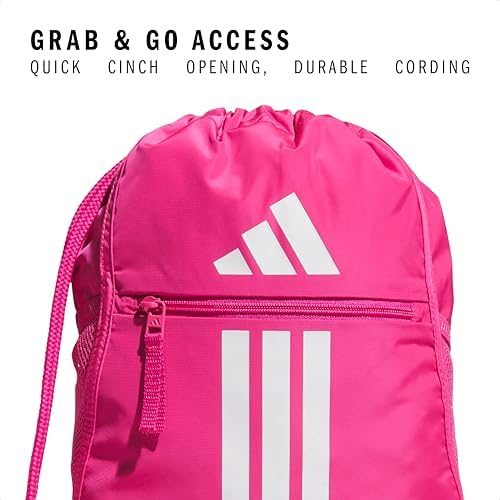 adidas Alliance Sackpack, Drawstring Backpack, Lightweight Small Gym Bag for Women and Men, Team Shock Pink 2/White, One Size