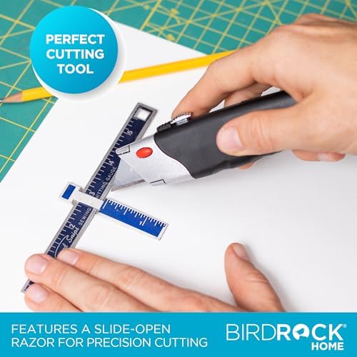 INTERNET'S BEST Premium Utility Knife Set | Retractable Box Cutter with Rubber Handle | Heavy-Duty Cutting for Cardboard, Carpet, Plastic | Retractable Blade | Includes 2 Razor Knives & Extra Blades