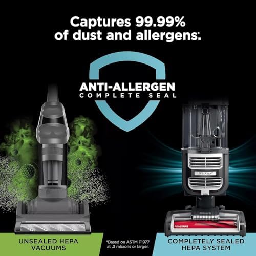 Shark UV730 Navigator Lift-Away Upright Vacuum, PowerFins HairPro Self-Cleaning Brushroll, HEPA Filter with Anti-Allergen Technology, LED Headlights, Swivel Steering, Gray (Renewed)