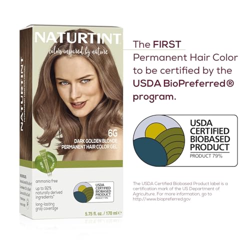 Naturtint 6G Dark Golden Blonde Permanent Hair Color (Pack of 6), Ammonia Free, Vegan, Cruelty Free, up to 100% Gray Coverage, Long Lasting Results (Packaging may vary)