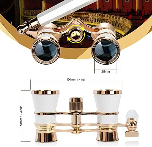 Yourelexit® Opera Glasses Binoculars 3X25 Lorgnette Theater Glasses Optical BK9 Mini Compact Lightweight Built-in Foldable Adjustable Handle Vintage for Adults Kids Women in Musical Concert Cinema