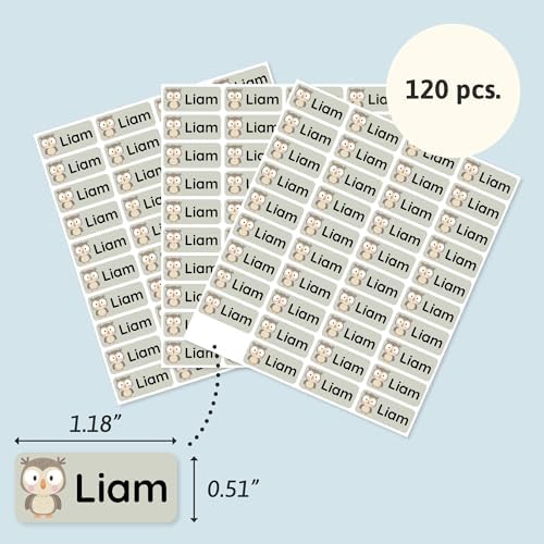 โ Personalized Name Labels for Kids (120) โ Waterproof & Durable Stickers for Clothing, School & Daycare Items - Forest Animals