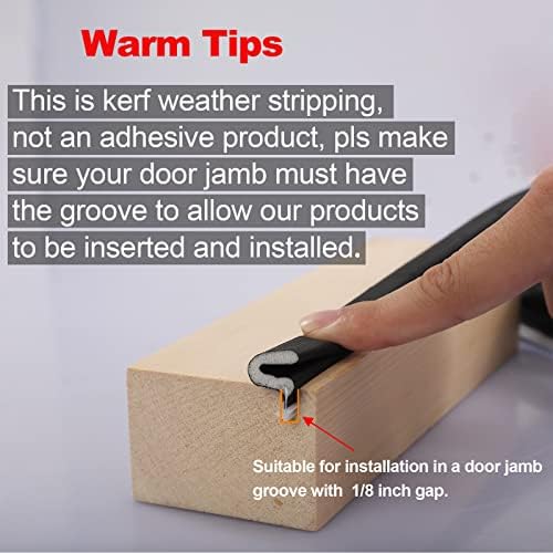 40FT Extra Long Kerf Weather Stripping Door Seal for Large Gaps and Easy Installation (White)