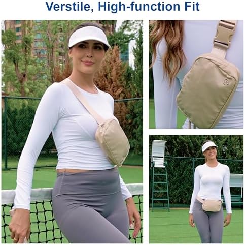 Pander Two Way Zipper Fanny Pack Nylon Everywhere Belt Bag for Women, Water Repellent Waist Packs, Crossbody Bags with Adjustable Strap(Grape Green).