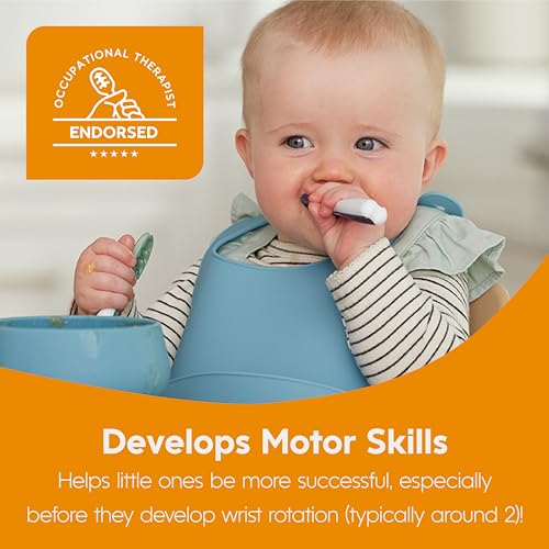 NumNum Baby Spoons Set, Baby Essentials Pre-Spoon GOOtensils for 6+ Months, First Stage Self-Feeding Spoons for Baby Led Weaning (BLW), Silicone Toddler Utensils, BPA-Free, 6 Pack Rainbow