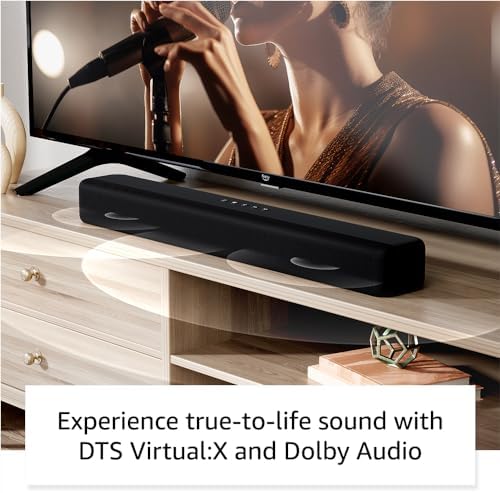 Amazon Fire TV Soundbar (newest model), 2.0 speaker with DTS Virtual:X and Dolby Audio, Bluetooth connectivity