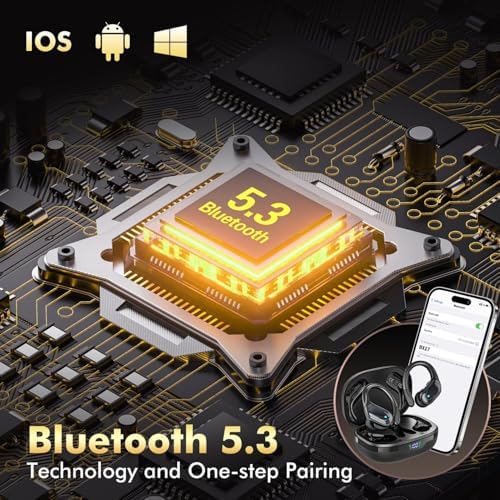 Wireless Earbuds, Sports Bluetooth Headphones, 80Hrs Playtime Ear Buds with LED Power Display, Noise Canceling Headset, IPX7 Waterproof Earphones for Workout/Running