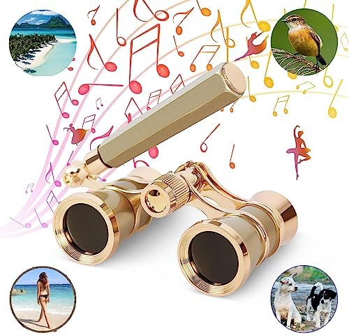 Yourelexit® Opera Glasses Binoculars 3X25 Lorgnette Theater Glasses Optical BK9 Mini Compact Lightweight Built-in Foldable Adjustable Handle Vintage for Adults Kids Women in Musical Concert Cinema