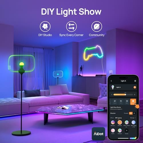 Linkind Smart Light Bulbs, Smart Bulb That Work with Alexa & Google Home, LED Light Bulbs Color Changing, 104 Preset Scene, Music Sync, A19 E26 2.4GHz RGBTW WiFi Bluetooth Light Bulb 60W, 800LM, 4Pack