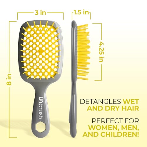 FHI Heat UNbrush Detangling Brush for Pain-Free Brushing on All Wet or Dry Hair Types — Durable DuoFlex Anti-Static Bristles, Lightweight Handle, Vented Hair Brush