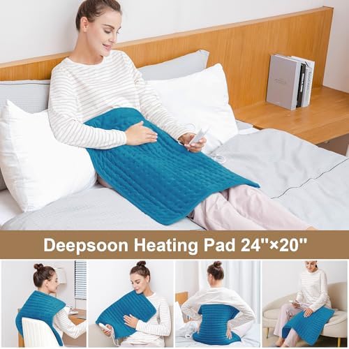 Heating Pad,Electric Heating Pad for Back,Neck,Abdomen,Moist Heated Pad for Shoulder,Knee,Hot Pad for Arms and Legs,Dry&Moist Heat & Auto Shut Off(DeepSkyBlue, 20''×24')