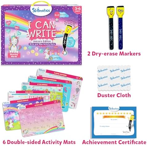 Skillmatics I Can Write Unicorns - Reusable Preschool Learning Activities, Educational Toy and Game, Back to School Supplies, Gifts for Students, Kids, Toddlers Ages 3, 4, 5, 6