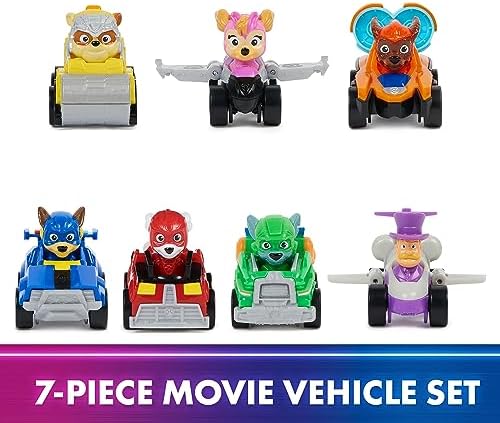 Paw Patrol: The Mighty Movie Toy Vehicle Set- 7 New Cars & Trucks w Exclusive Mayor Humdinger Action Figure-Includes Rubble, Chase, Skye, Zuma, Marshall, Rocky