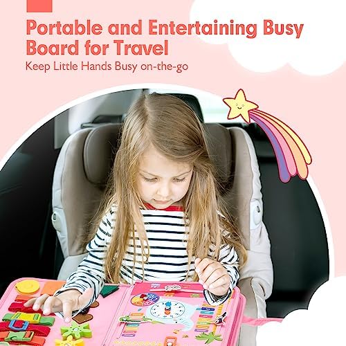 hahaland Busy Book for Toddlers Boys Girls Montessori Toys for 3+ Year Old Preschool Educational Learning Activities Toddler Travel Toys for Ages 3 4 5 with Life Skill Number Color Weather