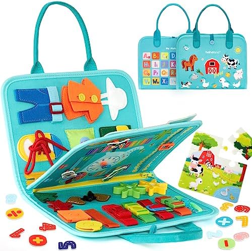 hahaland Busy Board for Toddlers Girls Montessori Toys for 3+ Year Old Farm Animals Preschool Learning Activities Toddler Travel Toys for 3+