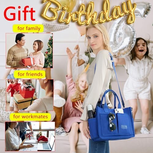 Tote Bag for Women With Compartments,Large Canvas Tote Women's Purse Crossbody Bags Work Laptop Book Bag Satchels Handbags