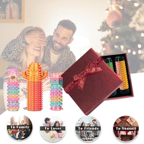2Pcs Little Ouchies Fidget, Cactus Pain Stim Fidget Toy, Rotating Spiky Grippie Stim Keychain for Anxiety Relief, 3D Printed Portable Stim Tool, Pocket Mini Fidget Toy for Adults Novelty Gifts