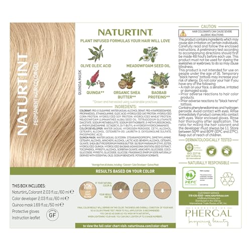 Naturtint 10N Light Dawn Blonde Permanent Hair Color (Pack of 6), Ammonia Free, Vegan, Cruelty Free, up to 100% Gray Coverage, Long Lasting Results (Packaging may vary)