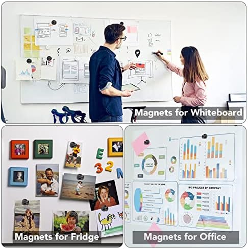 LOVIMAG 60Pcs Black Fridge Magnets - Strong Neodymium Magnets for Whiteboard, Refrigerator, Office, Classroom, Locker, Picture