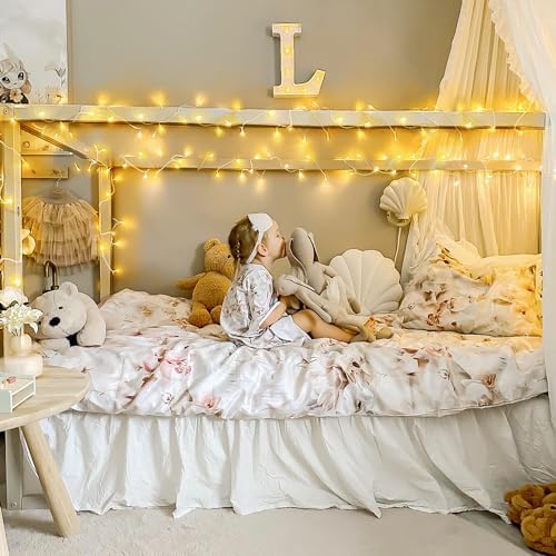 JMEXSUSS Connectable Warm White String Lights Indoor Bedroom, 8 Modes Christmas String Light Plug in Classroom Lights, 33ft 100 LED Fairy Twinkle Light Outdoor for Classroom Christmas Tree Decor