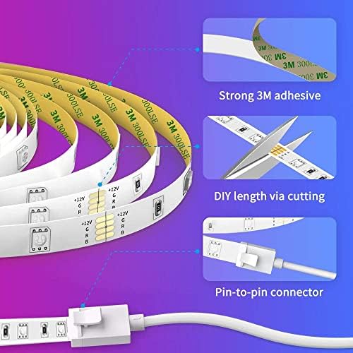 Govee Smart RGB LED Strip Lights, 16.4ft WiFi LED Strip Lighting Work with Alexa and Google Assistant, 16 Million Colors with App Control and Music Sync LED Lights for Bedroom, Home Decor