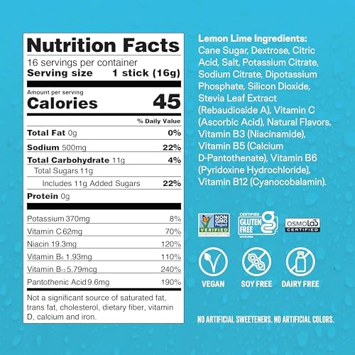 Liquid I.V.® Hydration Multiplier - Lemon Lime | Electrolyte Powder Drink Mix | 1 Pack (16 Servings)
