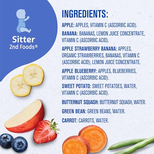 Gerber Purees 2nd Foods Veggie & Fruit Variety Pack, 8 Ounces, Box of 16 (Packaging May Vary)