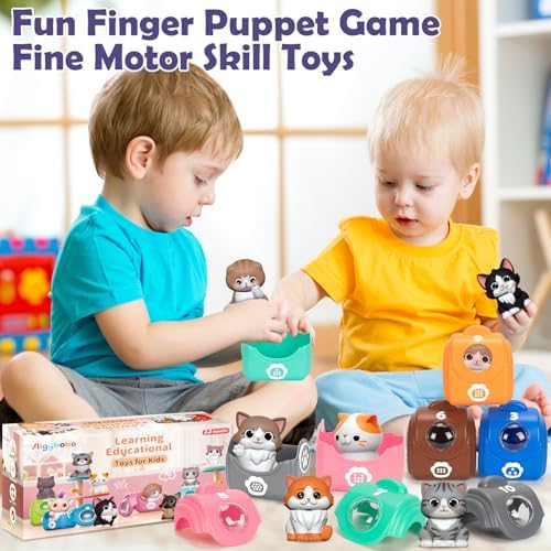 Learning Toys for Toddlers 1 2 3 Year Old Toddlers, 20Pcs Kitten Finger Puppets for Kids, Montessori Counting, Matching & Sorting Toy, Christmas Birthday Gifts for Baby Boys Girls Age 12-18 Months
