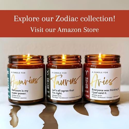 WAX & WIT Leo Zodiac Candle Astrology July August Birthday Gifts for Women, Leo Zodiac Gifts for Women 50 Hour Burn Time 9oz
