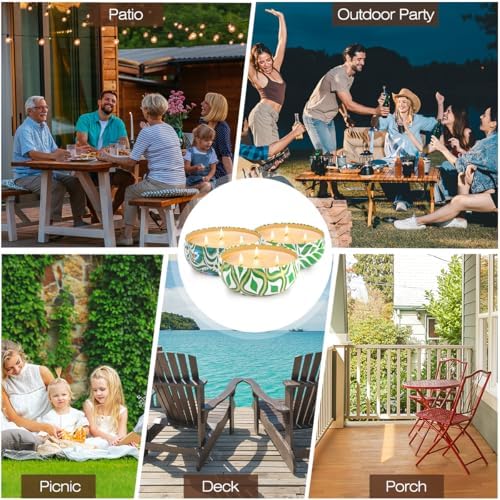 Citronella Candles Outdoor, Large 36oZ Citronella Candles, 240 Hours Burning, 3-Wick Natural Soy Wax Summer Outdoor Candles for Outside Indoor Patio Home Garden Yard Balcony Camping Porch BBQ