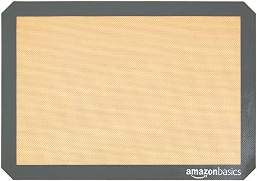 Amazon Basics Silicone Rectangular Baking Mat, Non-Stick Reusable Oven Bakeware, 16.5" x 11.6", New Beige/Gray, Pack of 2