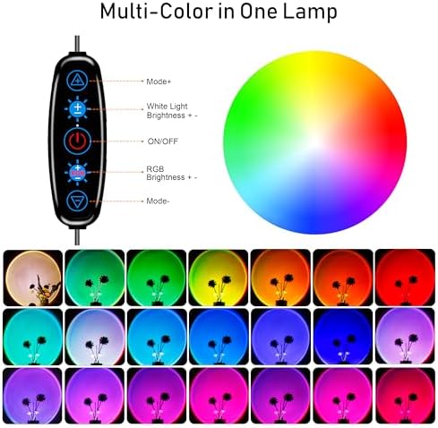 Sunset Lamp Projector Multicolor Changing LED Projection Lamp,Switch Button and APP Control 360 Degree Rotation Sunlight Lamp for Bedroom, Photography, Party, Tiktok Live, Room Decor