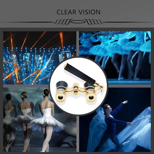 BLACKICE Opera Glasses, Opera Binoculars, 3X25 Theater Binoculars Compact with Adjustable Handle for Adults Kids Women in Concert Theater Opera (Black with Handle)