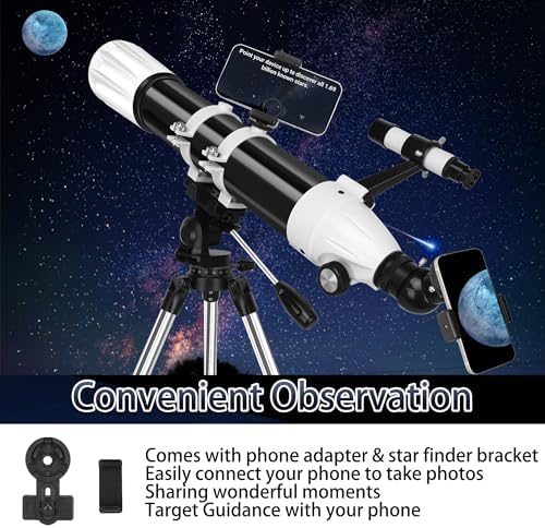 Telescope, 90mm Aperture 900mm Astronomical Refractor Telescope for Adults High Powered - Multi-Coated Professional Telescopes for Astronomy Beginners with AZ Mount, Portable Carry Bag, Phone Adapter