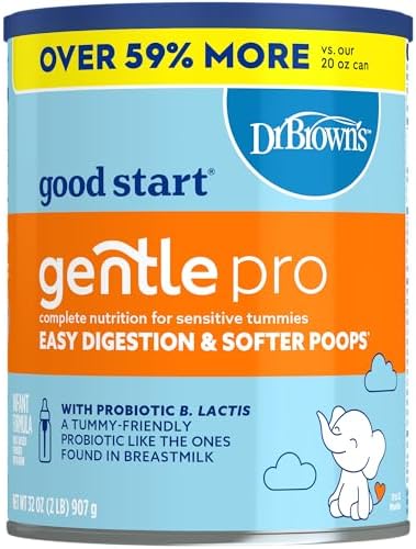 Good Start | Dr. Brown’s Gentle Pro, Baby Formula Powder, For Sensitive Tummies, Easy Digestion and Softer Poops, Infant Formula with Probiotics, DHA, Non-GMO, 32 OZ