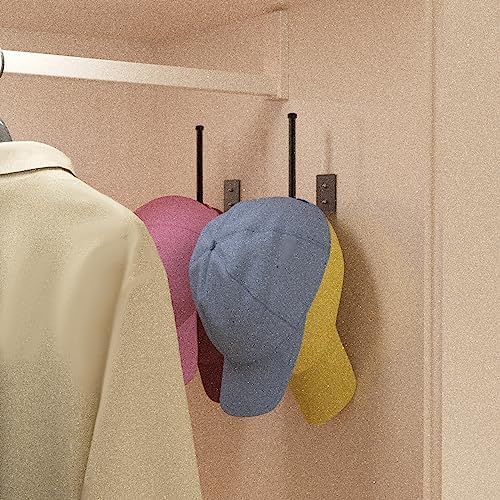 4 Pack Hat Racks for Baseball Caps, Stainless Steel Hat Organizer for Baseball Cap, Hat Holder Storage Organizer, H at Hanger Strong Adhesive/Wall Drilled for Door, Bedroom, Closet(Black 6 in)