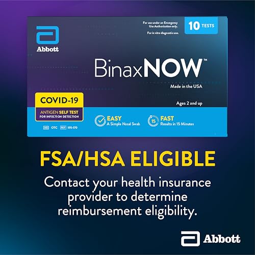 BinaxNOW COVID-19 Antigen Self Test, 1 Pack, 10 Tests Total, COVID Test With 15-Minute Results Without Sending to a Lab, Easy to Use at Home