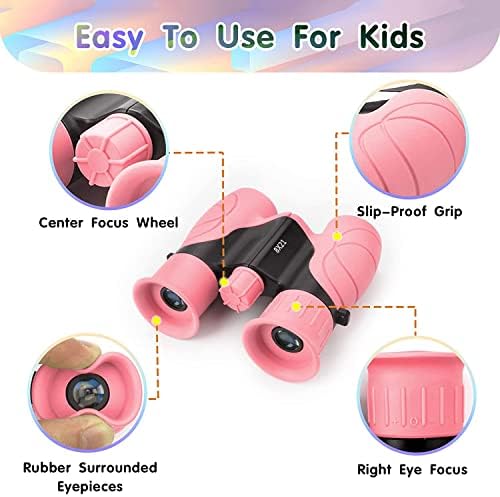 Binoculars for Kids,Compact Kids Binoculars 8x21 High-Resolution for Bird Watching, Camping, Exploration, Hiking, Hunting, Sports Events and Safari Park Gifts for 3-12 Year Boys Girls