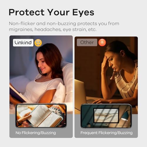 Linkind A19 LED Light Bulbs Dimmable, 40 Watt Equivalent, E26 Base, 2700K Soft White, 5W 450 Lumens CRI80+, 120V, UL Listed FCC Certified, LED Lights for Bedroom Living Room Home Office, 6 Packs