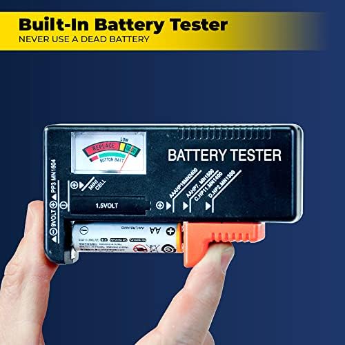 Ontel Battery Daddy Storage & Organizer Case with Tester, Stores & Protects Up to 180 Batteries, Double-Sided, Durable Design with Clear Locking Lid, Secure Latches & Portable Carrying Handle - Red