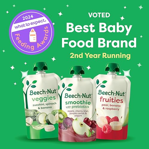 Beech-Nut Baby Food Pouches Variety Pack, Berry Blends Fruit Purees, 3.5 oz (18 Pack)