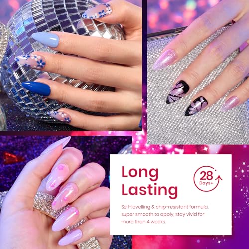 Beetles Pink Gel Nail Polish, Red Purple Nude Blue Glitter 20 Colors Gel Polish Set Romance Rebellion with Base & Top Coat, Soak off Uv LED Cured Nail Art Design Salon Home Gift for Women