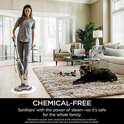 Shark S7001 Mop Scrub & Sanitize at The Same Time, Designed for Hard Floors, with 4 Dirt Grip Soft Scrub Washable Pads, 3 Steam Modes & LED Headlights, Gold (Renewed)