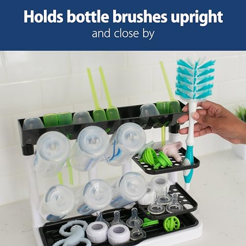 Dr. Brown's Drying Tower, Stand-Up Drying Rack, Countertop Baby Bottle Drying with Organized Storage for Baby Essentials, Space Saving Vertical Rack