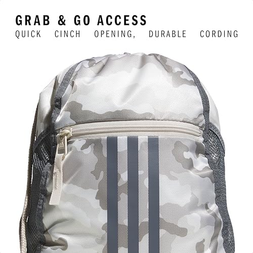 adidas Alliance Sackpack, Drawstring Backpack, Lightweight Small Gym Bag for Women and Men, Camouflage Wonder Beige/Onix Grey/Alumina Beige, One Size
