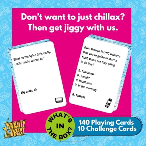 Lyrically Correct '90s & 2000s Music Trivia Card Game - Pop Edition - Finish The Lyrics Challenge, Fun for Adults, Party or Family Night