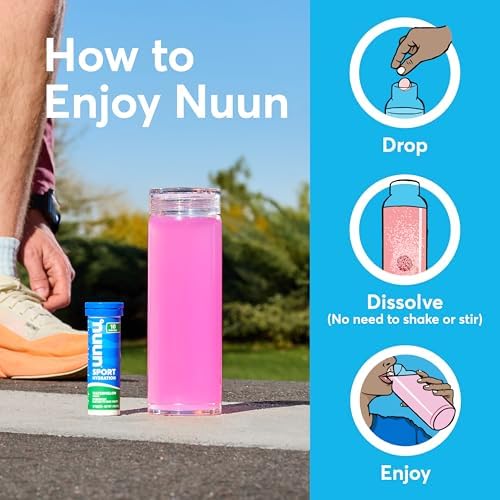 Nuun Sport Electrolyte Tablets with Magnesium, Calcium, Potassium, Chloride & Sodium, Gluten Free & Vegan, Strawberry Lemonade, 4 Pack (40 Servings Total)