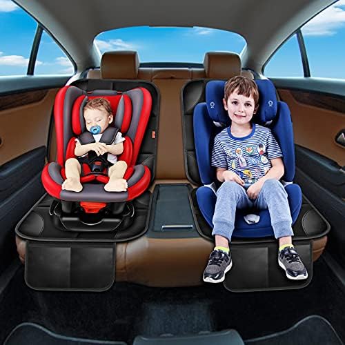 Car Seat Protector 2 Pack Car Seat Cushion Mat Thickest Padding,Waterproof 600D Fabric Car Seat Covers for Non-Slip Backing Mesh Pockets for Baby and Pet (Black, 2 Pack)