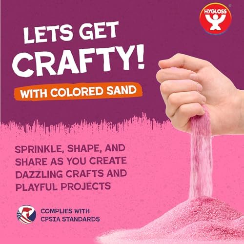Hygloss Colored Sand for Crafts - 6 Assorted Colors Bags - 1 lb Vibrant Colorful Fine Sensory Play Sand Art Kits for Kids - Classroom Activities for Children 3 4 5 6 7 8 9 10 11 12 - Safe for Ages 3+